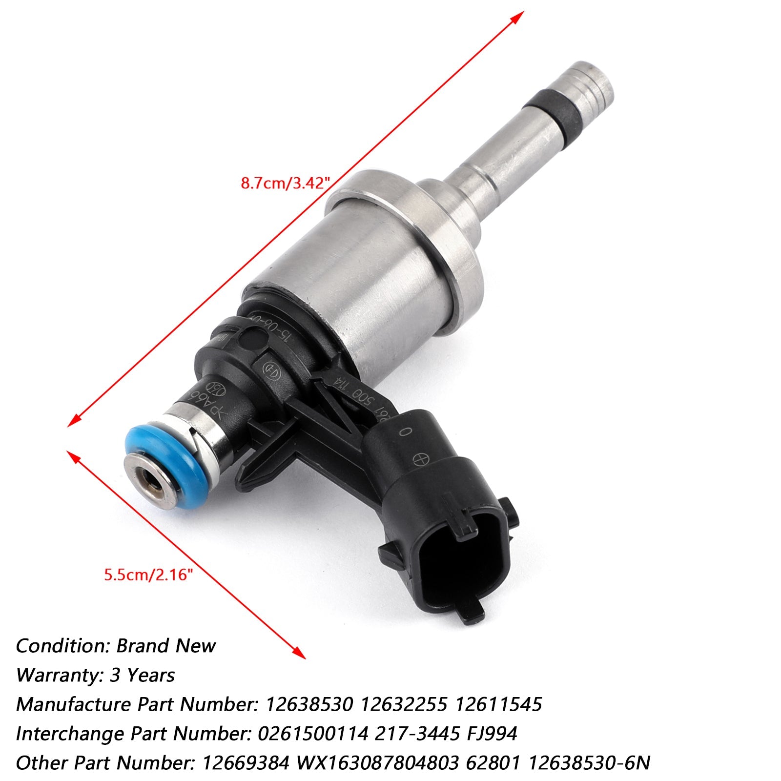 1 inyector de combustible para GM Chevrolet Camaro Traverse GMC Acadia CTS 3.6L 12638530 genérico