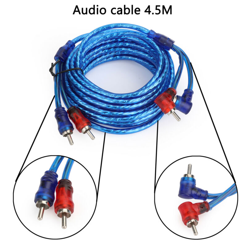 FUSIBLE Cableado 10 GAUGE 1500W Alambre Amp Sub Cable Amplificador de coche Kit de cableado Audio RCA