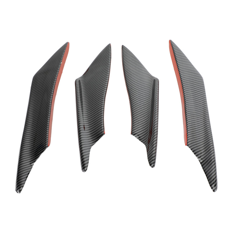 4pcs Universal Front Bumper Fins Body Splitter Spoiler Canards Carbon Fiber Look