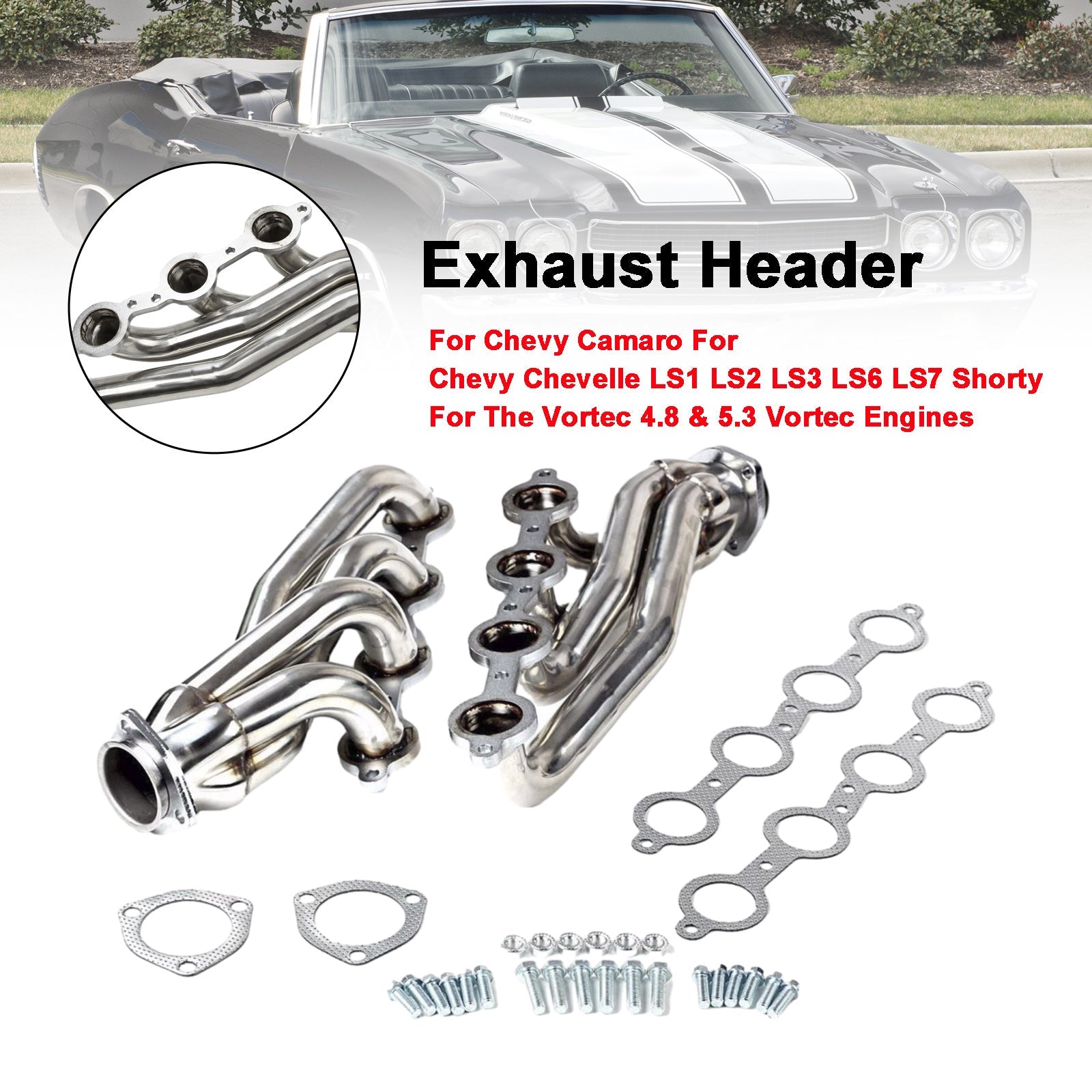 Header Manifold Exhaust Fit Chevrolet Chevelle Camaro LS1 LS2 LS3 LS6 LS7 Shorty