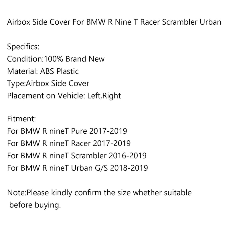 Airbox Frame Cover Protector para 2016-2019 BMW R Nine T Racer Scrambler Urban Generic