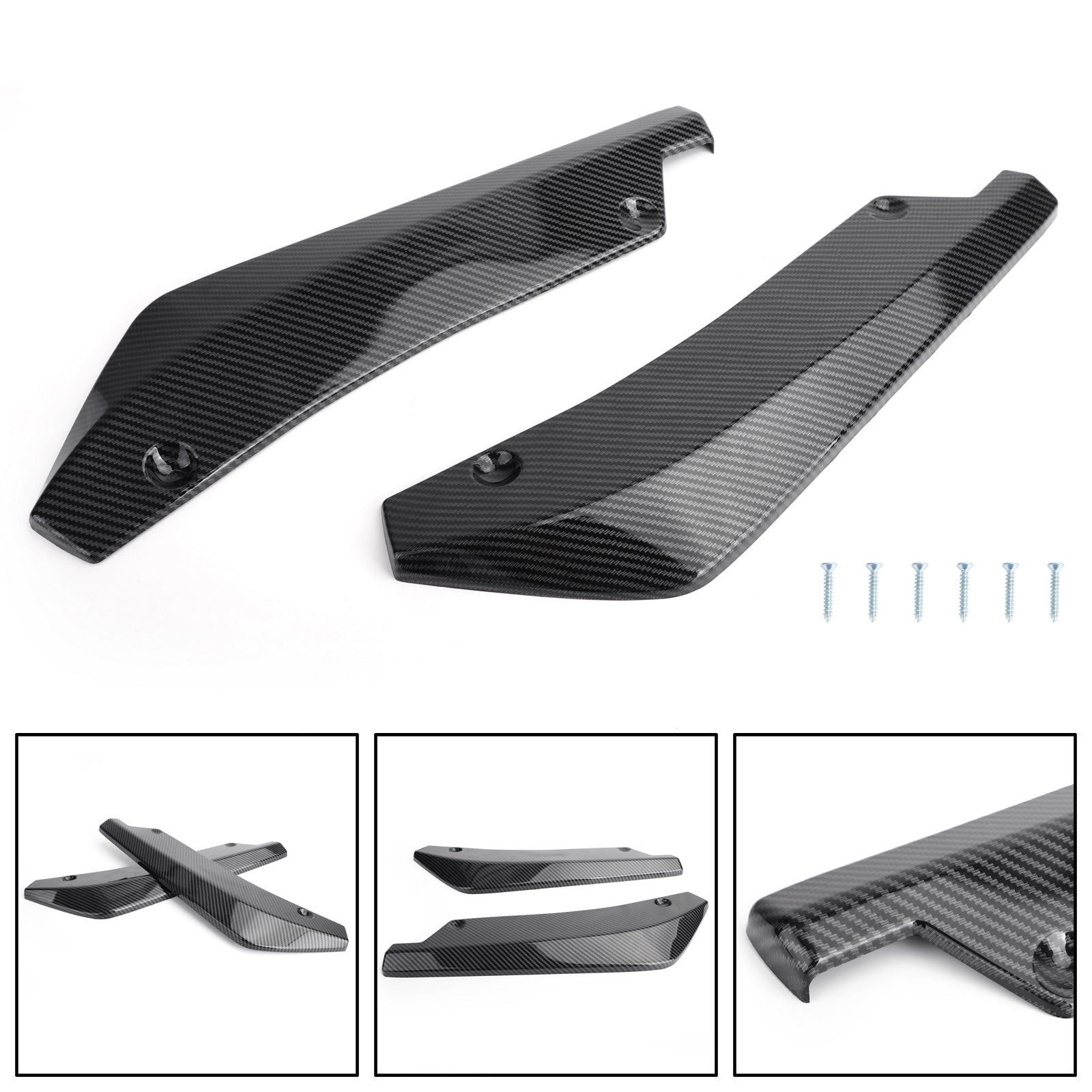 2 uds coche parachoques trasero aleta Canard Splitter difusor Valence Spoiler labio fibra de carbono aspecto genérico