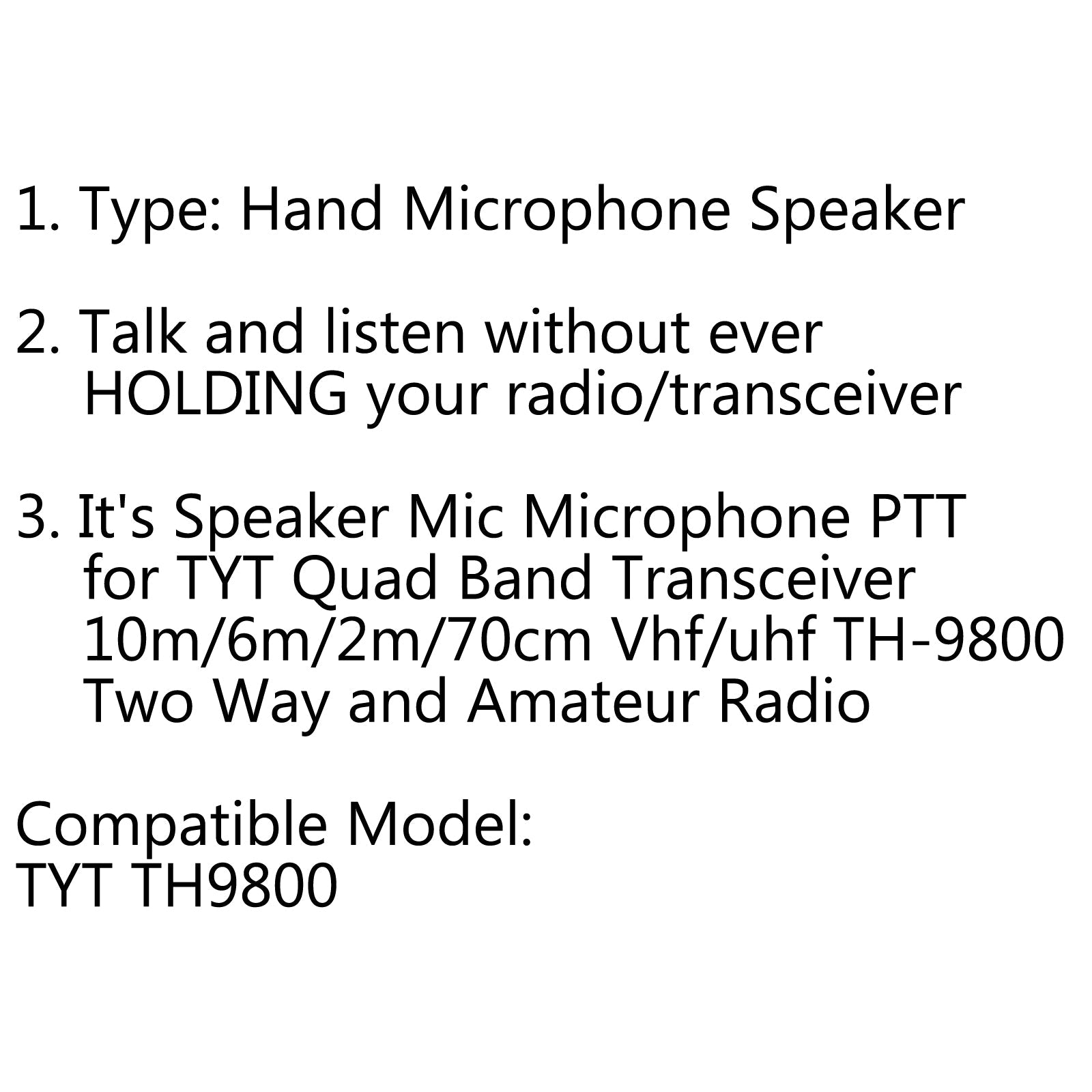 1Pcs Professional Hand Microphone  For TYT TH9800 UHF Mobile Car Radio