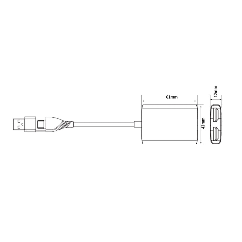 Adaptador tipo C/USB3.0 a HDMI dual para Apple M1 M2 Mac Windows Tipo C/USB3.0 Hub