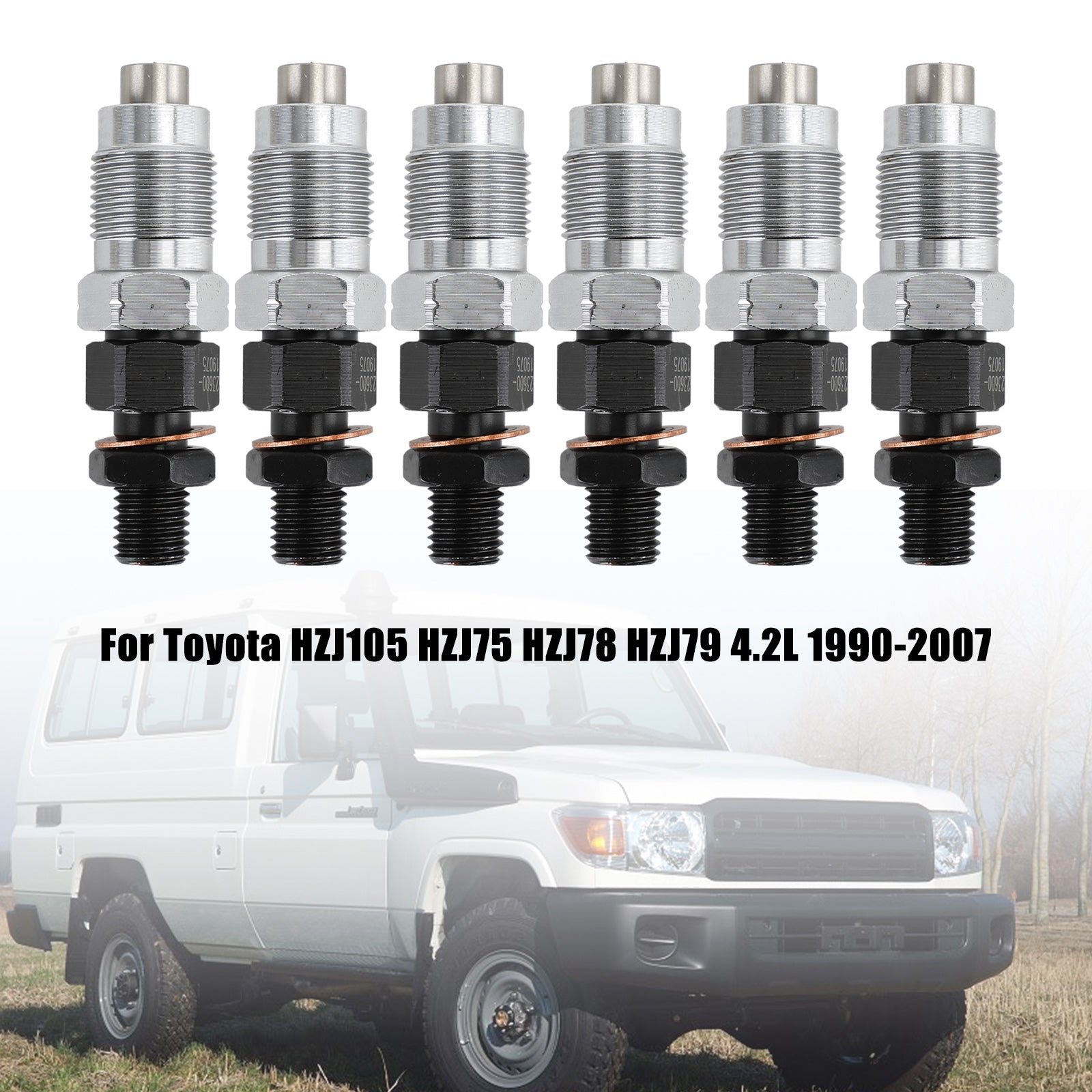 1990-2007 Toyota HZJ105 HZJ75 HZJ78 HZJ79 6PCS Fuel Injectors 23600-19075