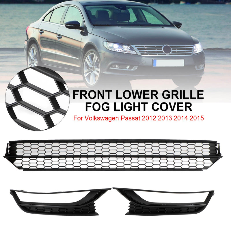 VW Passat 2012-2015 Front Bumper Lower Grille Grill Fog Light Cover Black Volkswagen