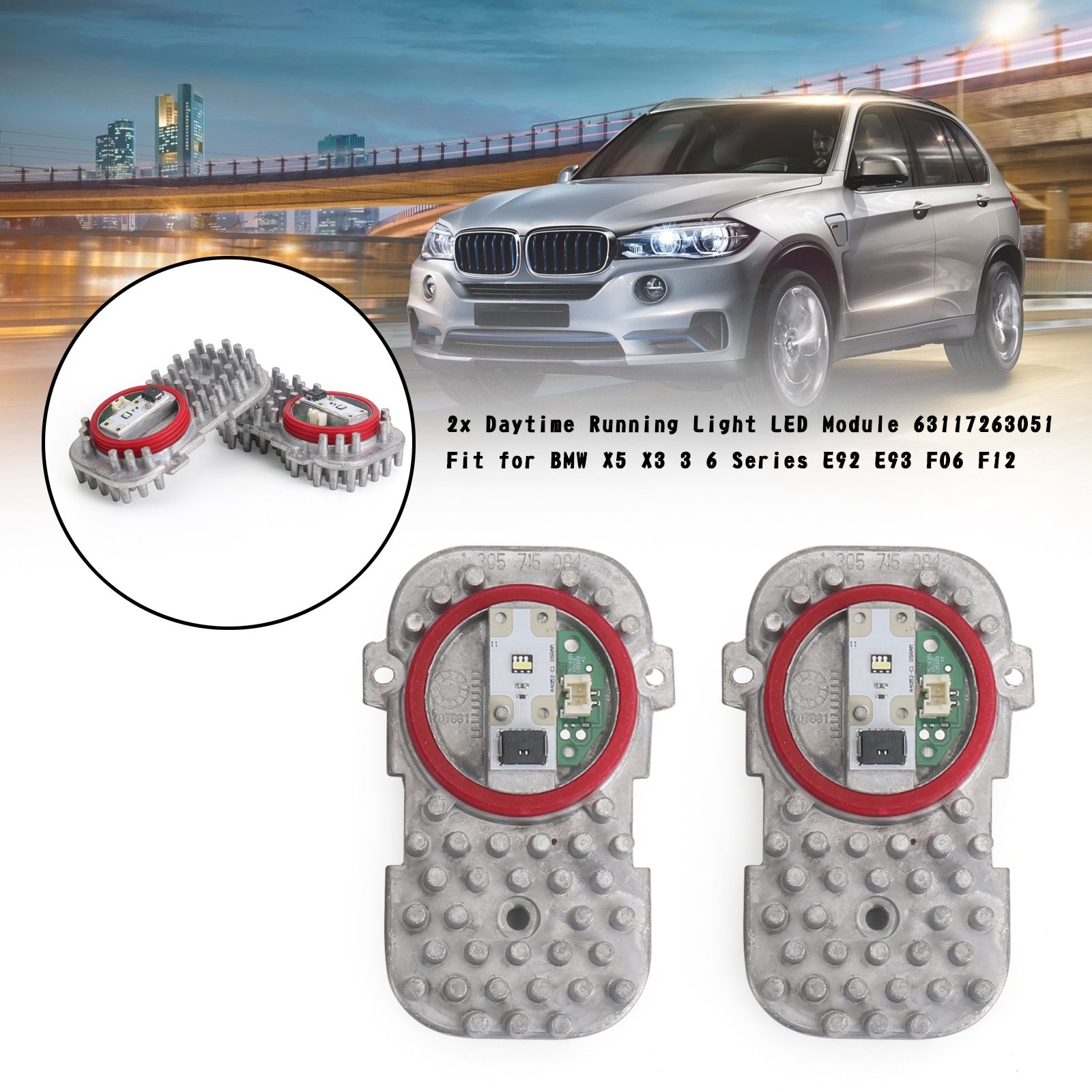 2 módulos LED de luz de circulación diurna 63117263051 aptos para BMW X5 X3 3 6 Series genérico