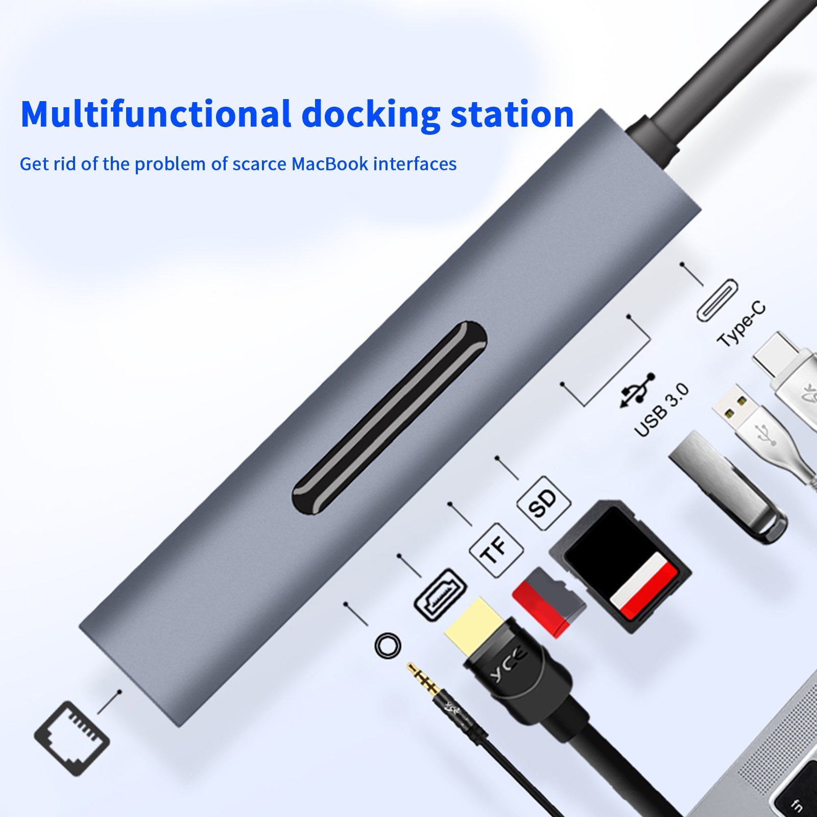 9 in 1 USB-C Docking Station 4K HD VGA PD100W for MacBook Type-C Laptops