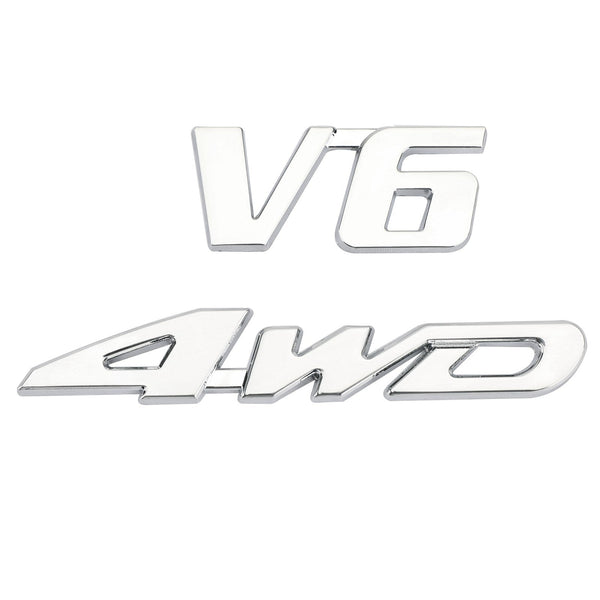 3D كروم معدن 4WD سيارة الجذع الخلفي الحاجز شعار شارة ملصق لاصق لامع ورائع 4WD SUV V6 عام