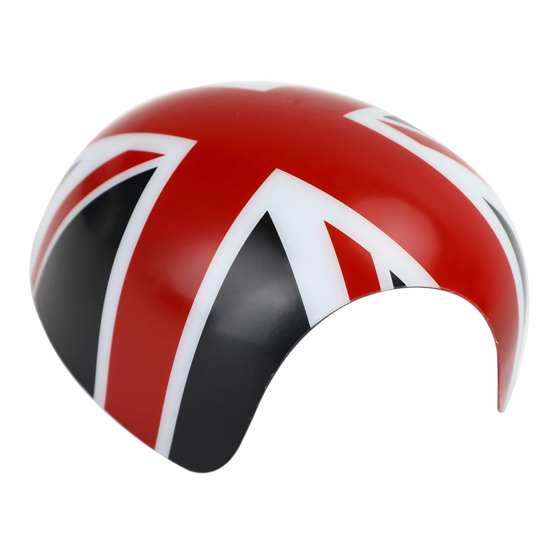 ميني كوبر R55 R56 R57 2 × أغطية مرايا بعلم الاتحاد البريطاني باللون الأسود/الأحمر
