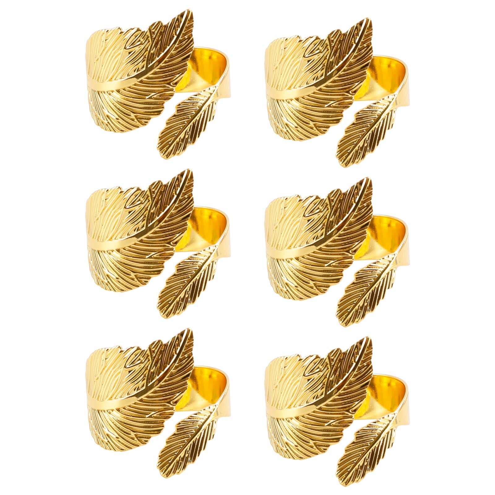 6PCS Napkin Rings Leaf Napkin Holder Adornmen Alloy Golden