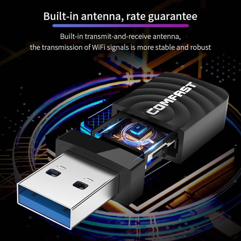 2.4G/5G 1300Mbps إشارة الداعم واي فاي المدى موسع شبكة USB واي فاي محول