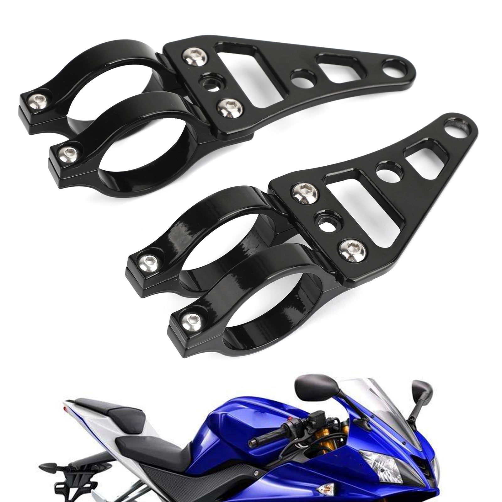Cafe Racer Fork Rake Universal 41mm Headlight Mount Bracket Fork Ear Chopper Cafe Racer Black