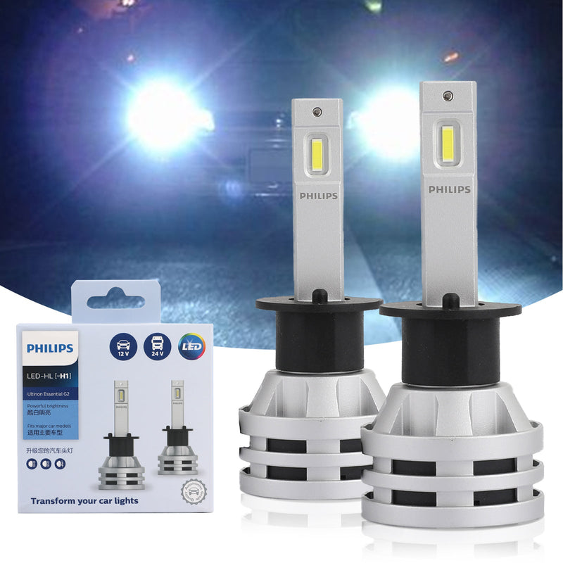 For Philips H1 Led Ultinon Essential Car White Headlight Bulbs 6500K 19W 2Pcs