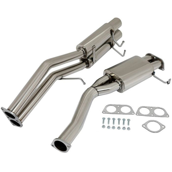 2.4L Dual 3.5" Tip Catback Exhaust Muffler Pipe Racing Exhaust System for 1989-1994 Nissan 240SX