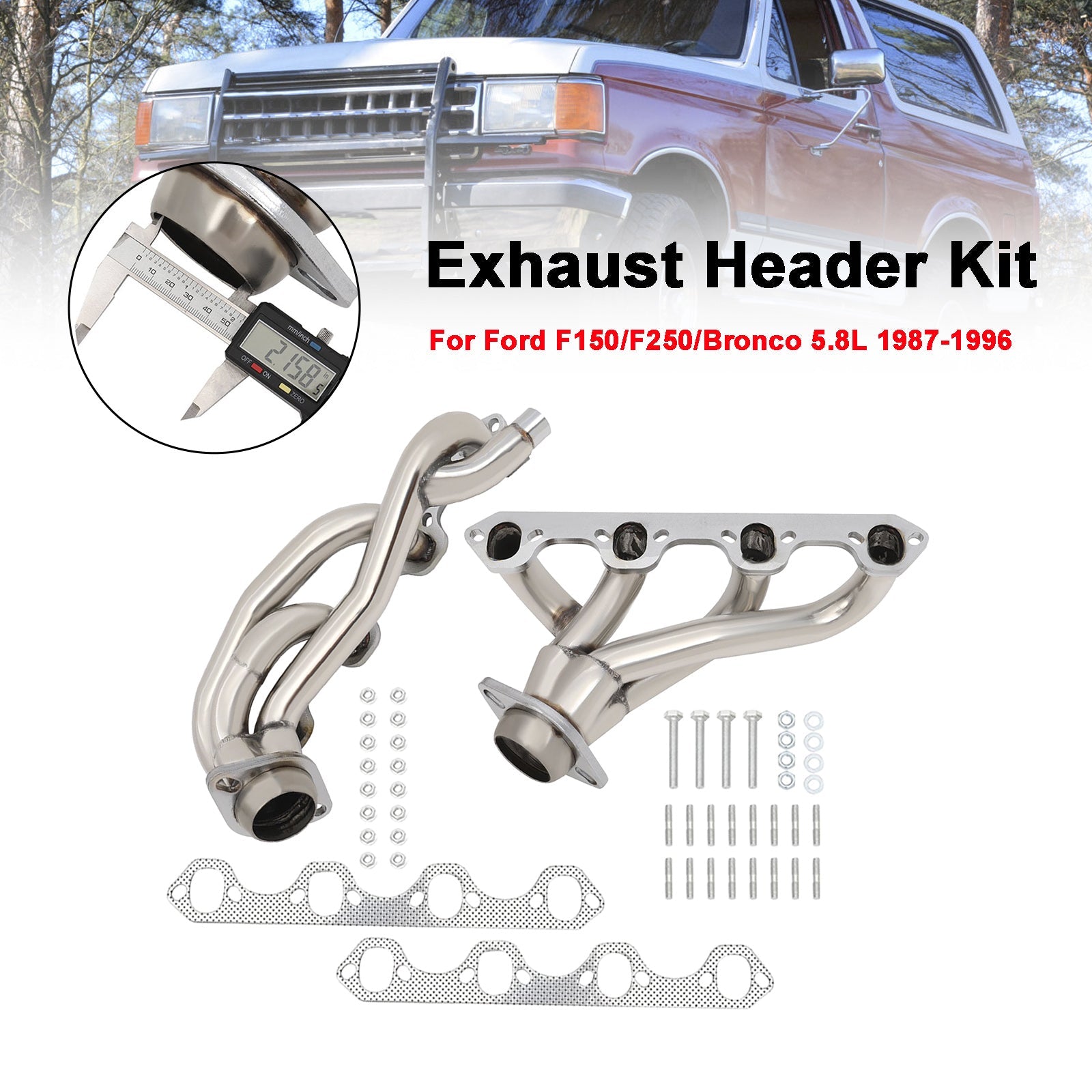 Ford F150/F250/Bronco 5.8L 1987-1996 T-304 Shorty Exhaust Headers Manifold