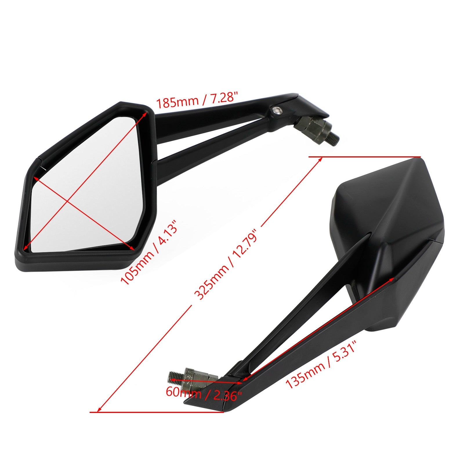 2014-2021 Kawasaki Z 1000 Z1000 Espejo retrovisor izquierdo y derecho negro Fedex Express