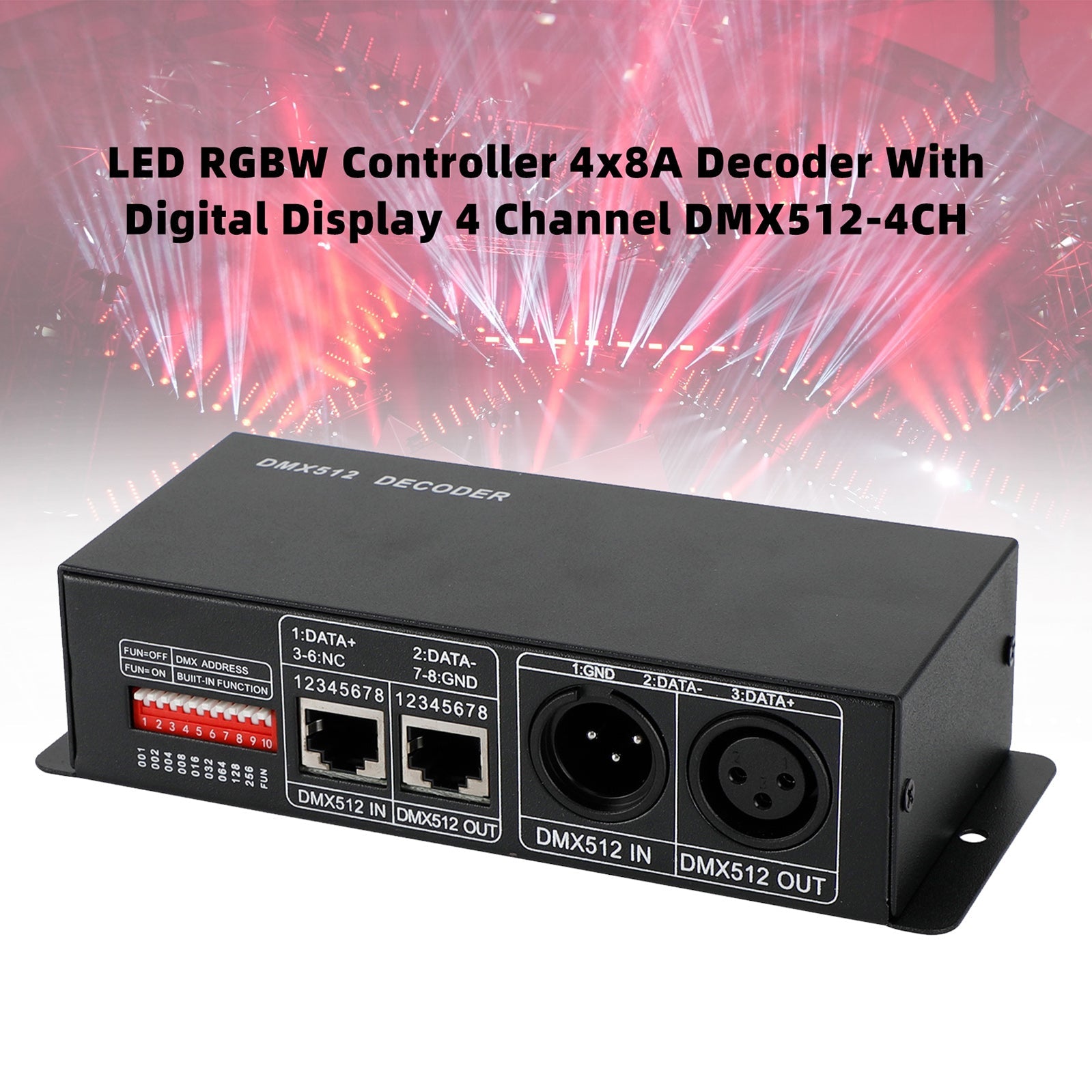 LED RGBW Controller 4x8A Decoder With Digital Display 4 Channel DMX512-4CH