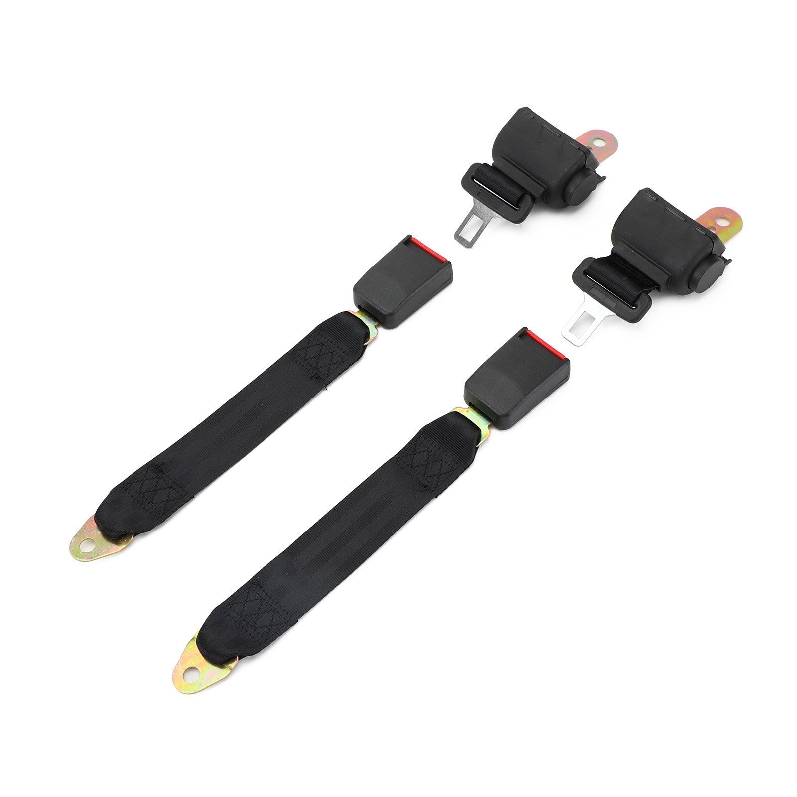 2 Sets 2 Point Retractable Auto Car Safety Seat Belt Buckle Universal Adjustable Generic