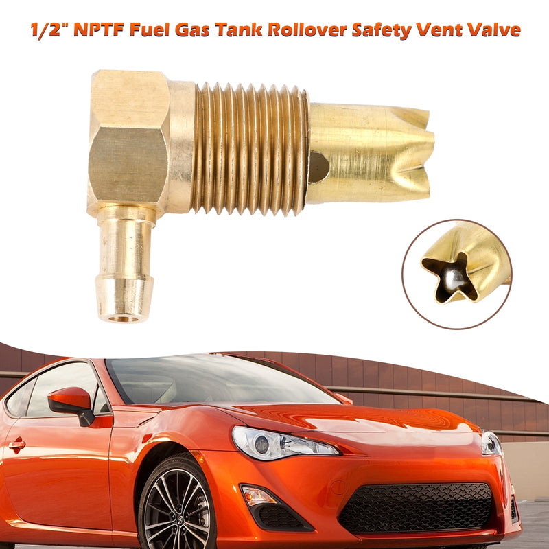 TEMCO 1/2" NPTF Combustible Latón Roll-Over / Tip Over Tanque de gas Rollover Válvula de ventilación de seguridad Conjunto 5/16 Manguera