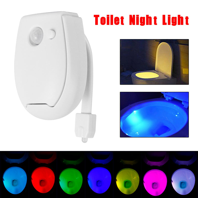 1 ~ 3 uds. Luz nocturna para inodoro LED Sensor activado por movimiento lámpara para cuenco de baño 8 colores