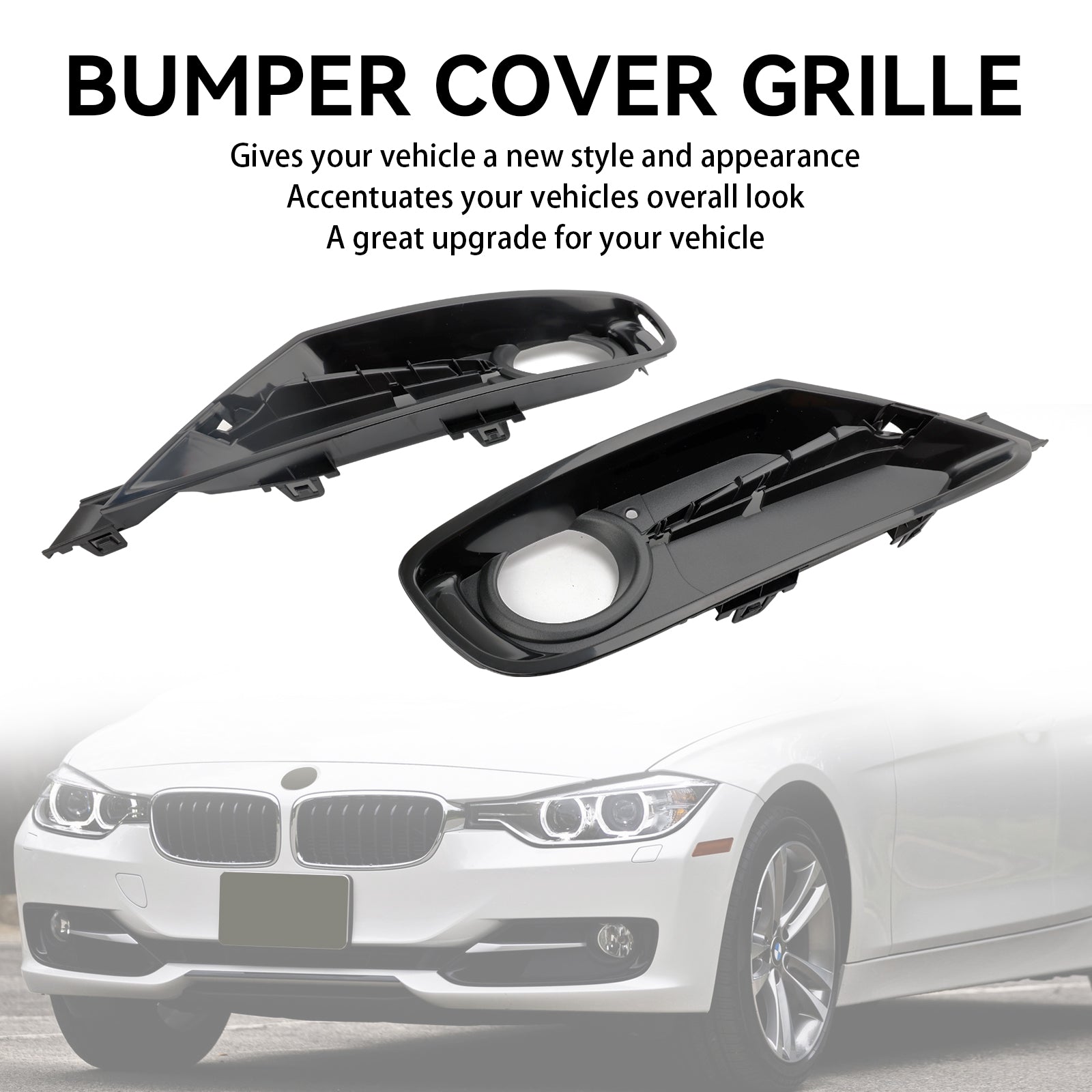 BMW 3 Series F30 F31 2013-2015 2PCS Front Bumper Fog Light Grille Covers