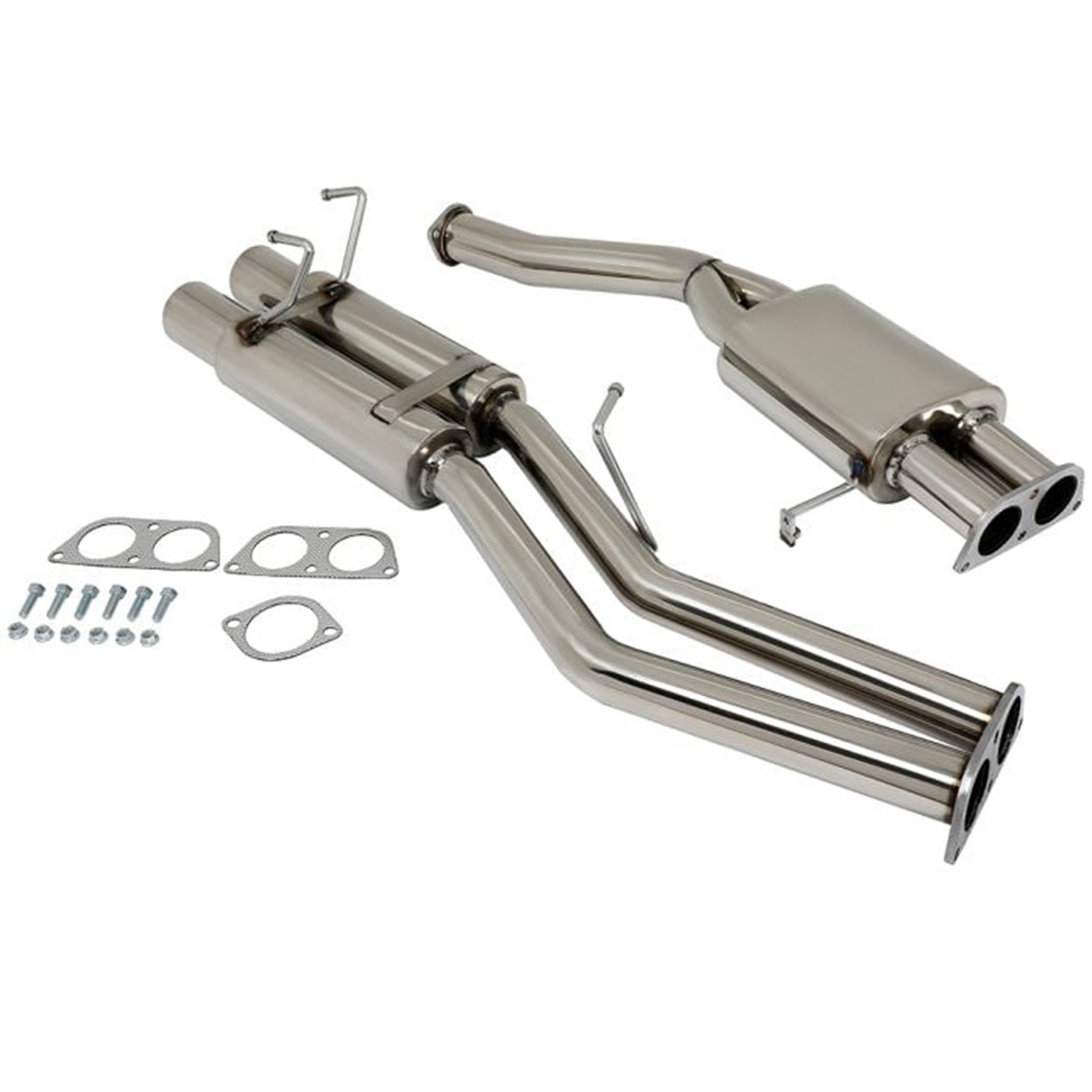 2.4L Dual 3.5" Tip Catback Exhaust Muffler Pipe Racing Exhaust System for 1989-1994 Nissan 240SX