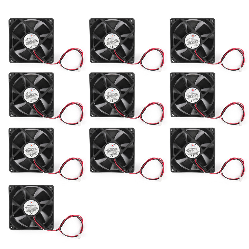 10 Uds DC ventilador de ordenador de refrigeración sin escobillas 12V 8025s 80x80x25mm 0.2A cable de 2 pines 
