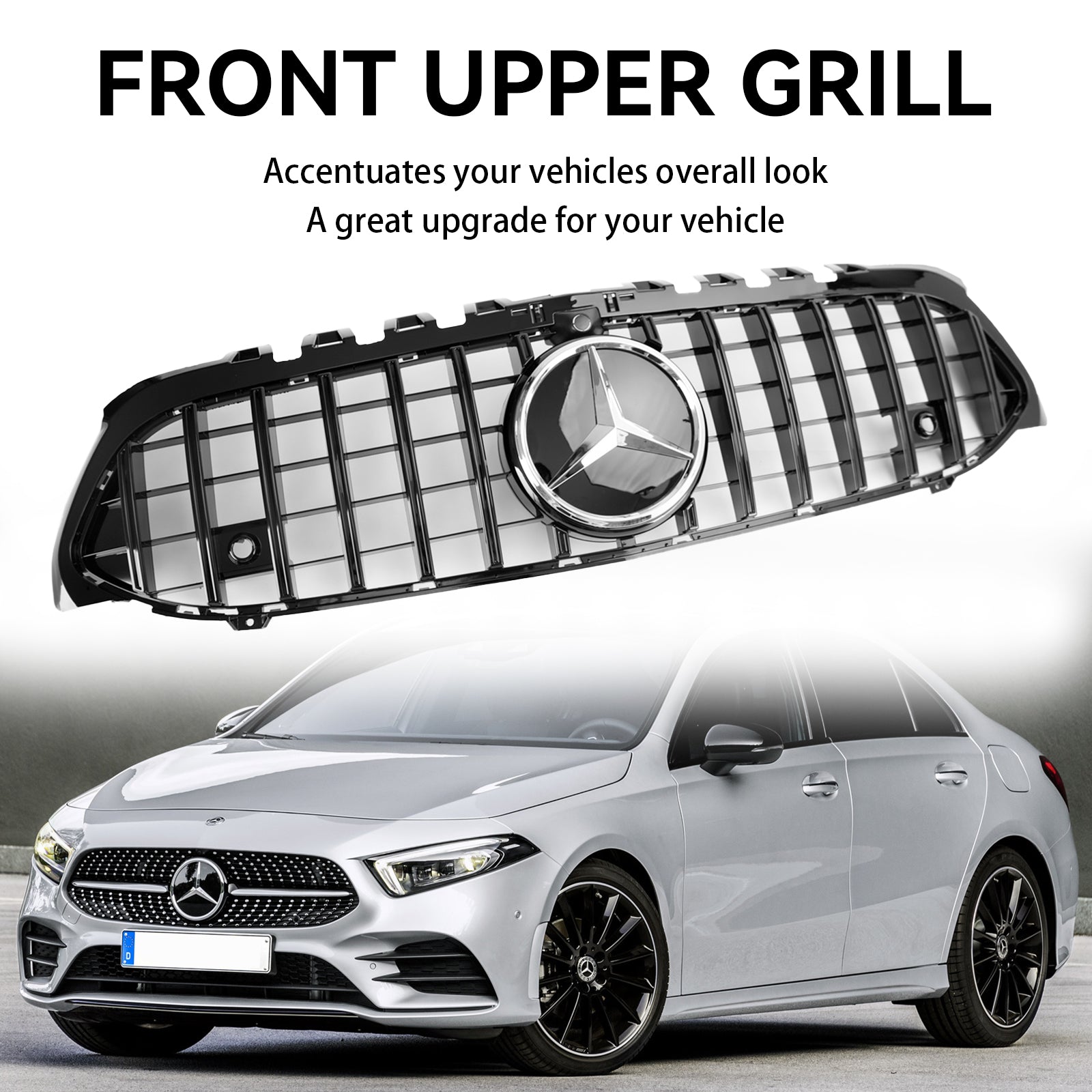 مرسيدس بنز A-Class W177 2019-2023 GT Style Front Bumper Grille أسود