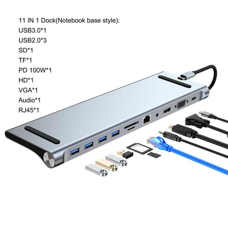 Adaptador 11 en 1 USB C a HD PD 100W apto para MacBook iPad Pro 11 12.9 iPad
