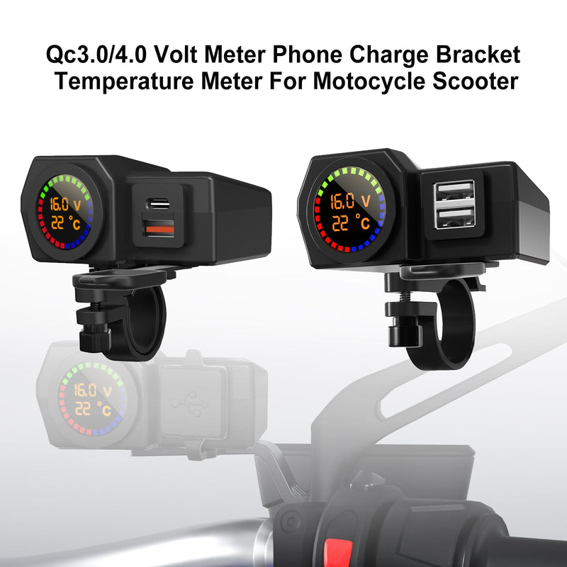 Qc3.0 فولت متر الهاتف تهمة قوس مقياس الحرارة للدراجات النارية سكوتر BlackB عام