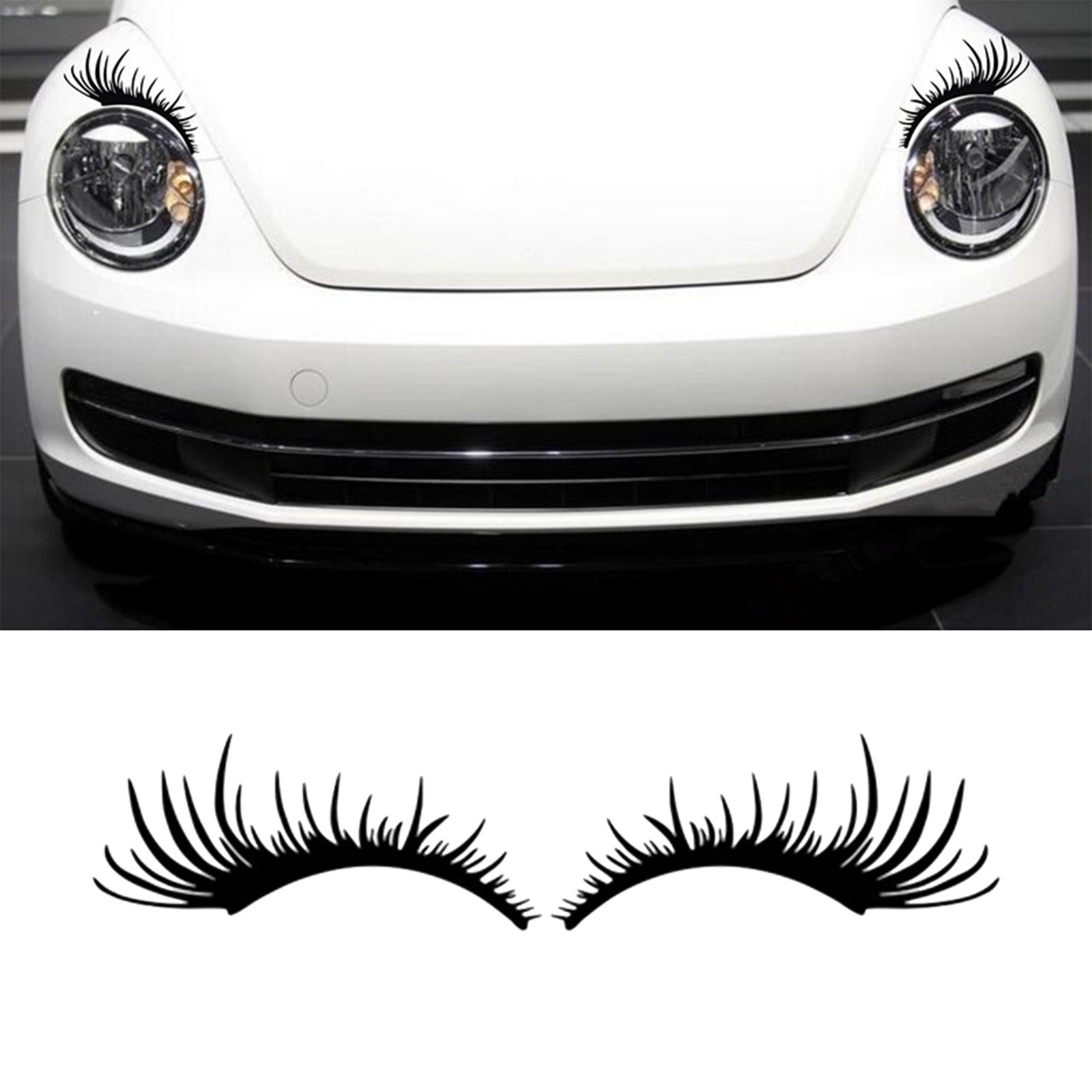 Car Headlight Eyelash Sticker Eyebrow Decal for Porsche Volkswagen Beetle Black Generic