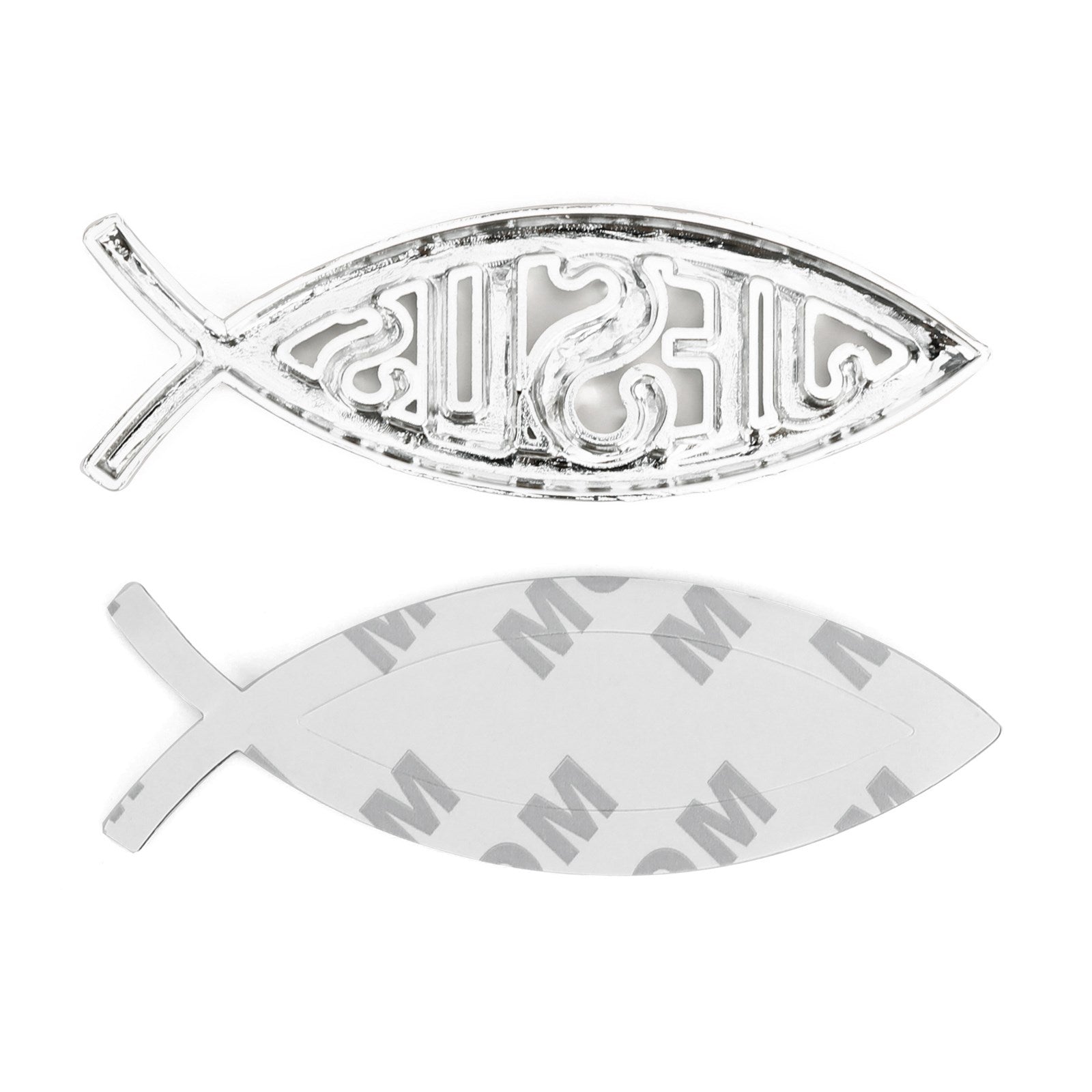 3D Car Decal Emblem Sticker Religious God For Jesus Christian Fish Symbol Silver