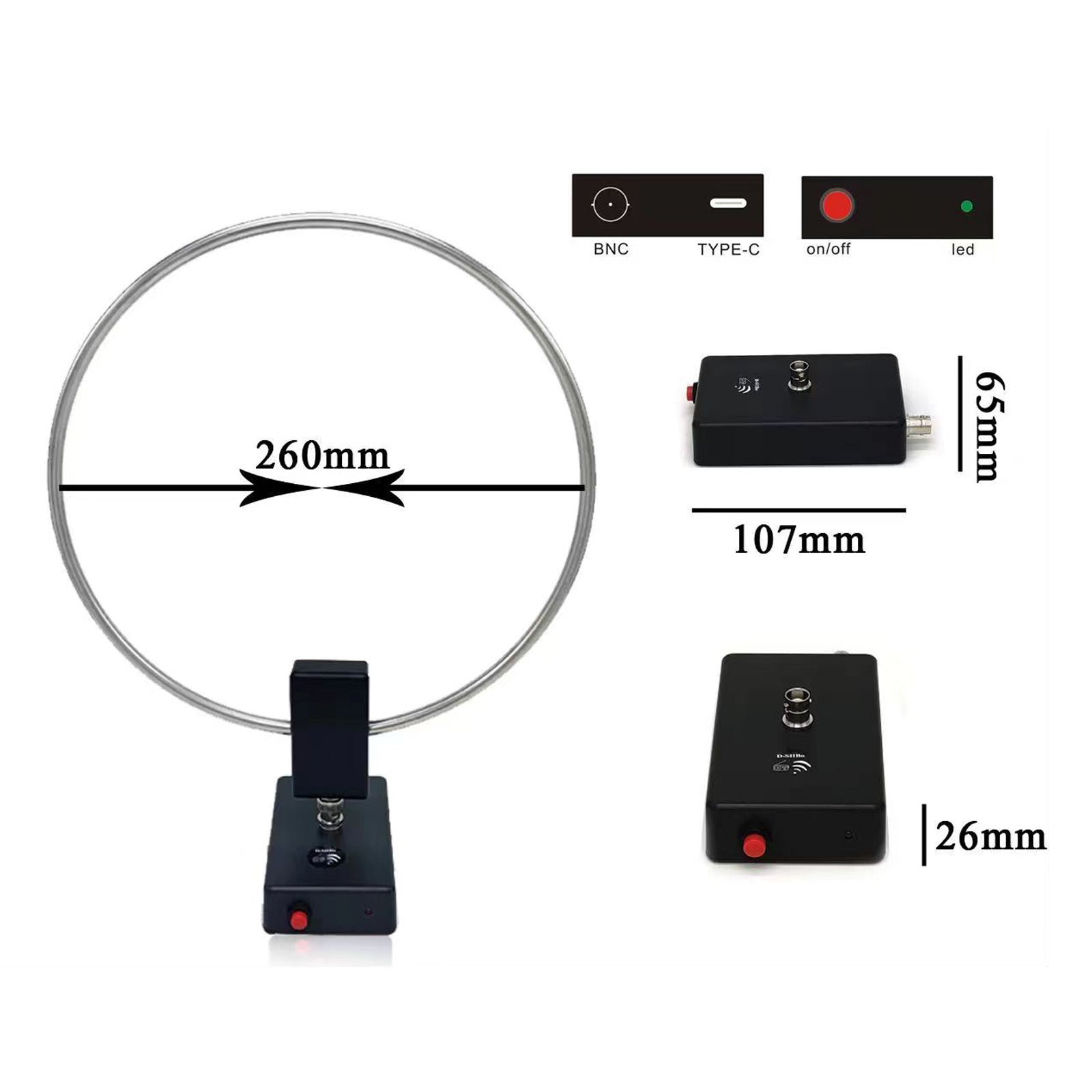 GA-800 Active Loop Antenna Shortwave Antenna 10KHz-159MHz HF Antenna for Radios