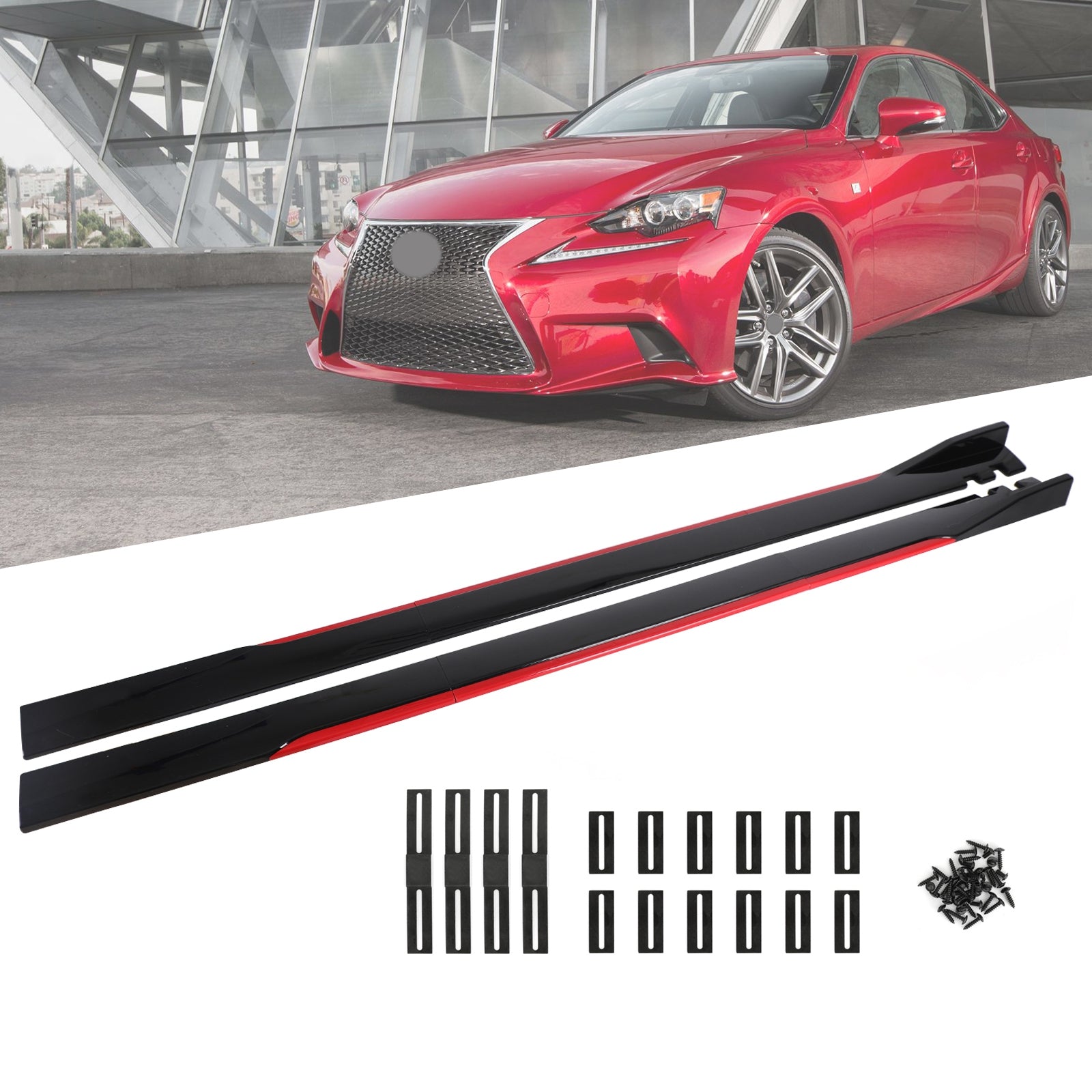 86.6" Universal Side Skirt Extensions Rocker Panel Splitters Lip Polypropylene Generic