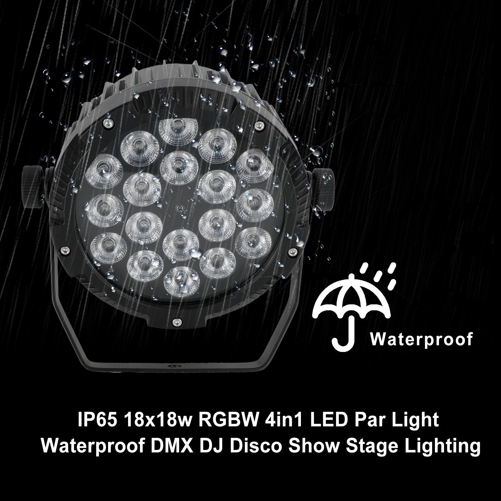 IP65 18x18w RGBW 4in1 LED Par Light Waterproof DMX DJ Disco Show Stage Lighting