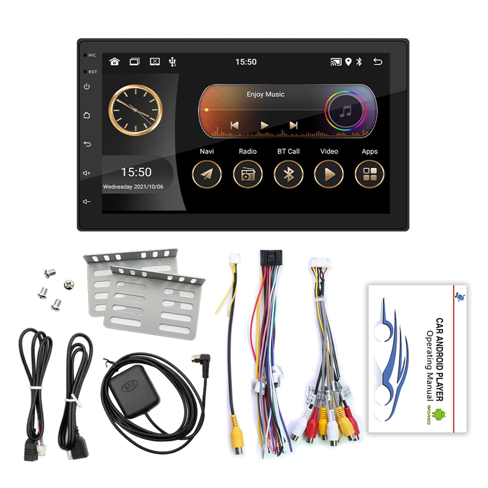 7" Android 10 2G+32G Quad Core GPS WiFi Bluetooth Car Stereo MP5 Player Carplay