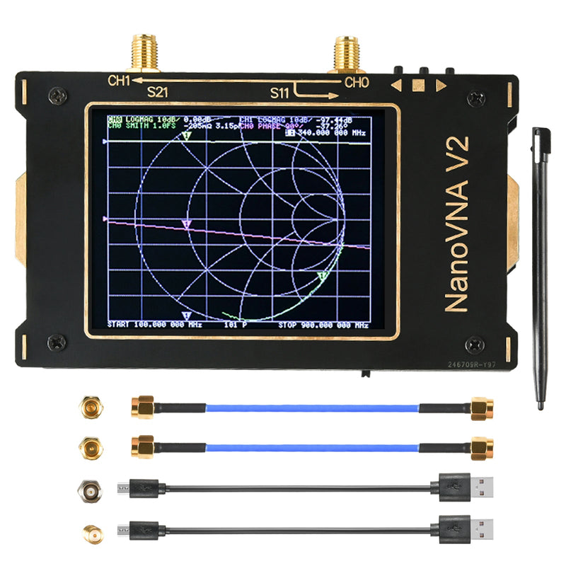 NanoVNA V2 3G 3,2" analizador de antena de red vectorial 50kHz-3GHz para onda corta