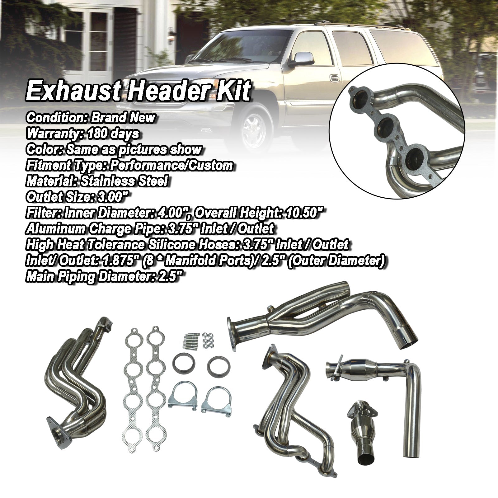 GMC Yukon 2001-2004 Stainless Manifold Header Exhaust (Doesn't Fit GMC Yukon SLT Sport Utility 4-Door 5.3L 2003)