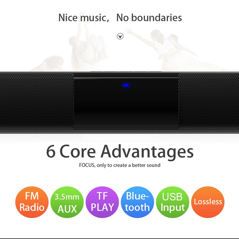 BT Surround Sound Bar Subwoofer inalámbrico TV Home Theater y sistema de altavoces remotos