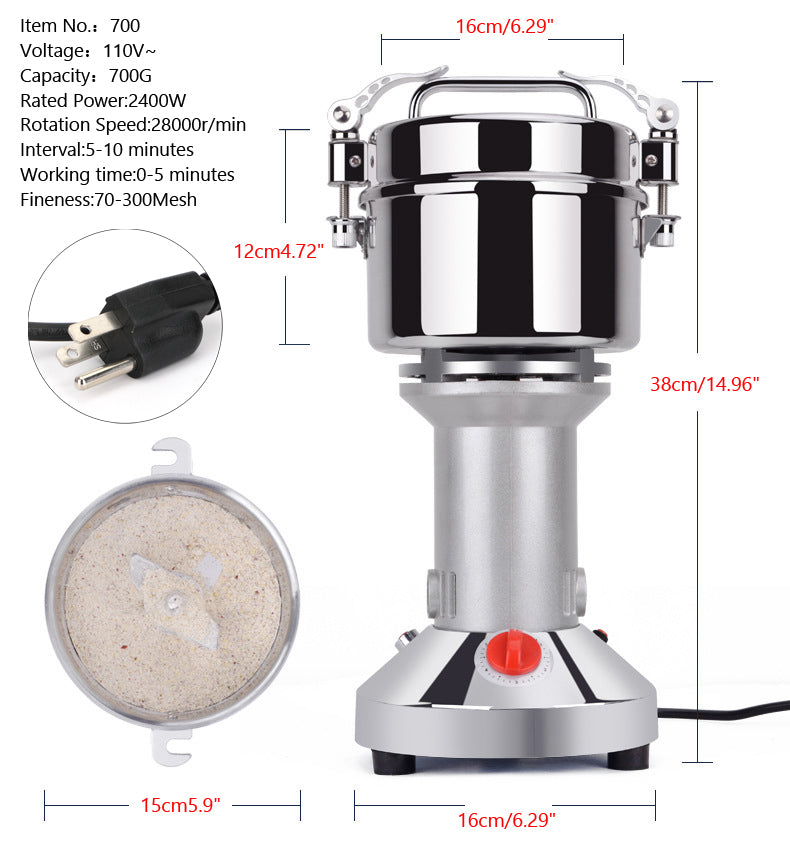 Herb Grain Grinder 700g Electric Mill Cereal Machine-High Speed/Durable Life