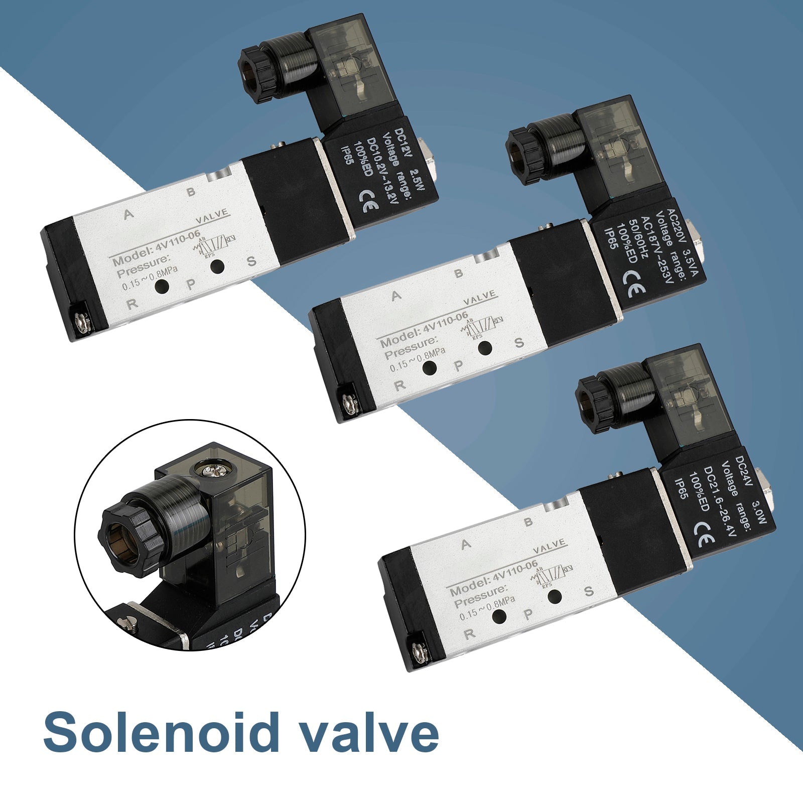 Válvula de aire solenoide eléctrica neumática 4V110-06 2 posiciones 5 vías PT 1/8"