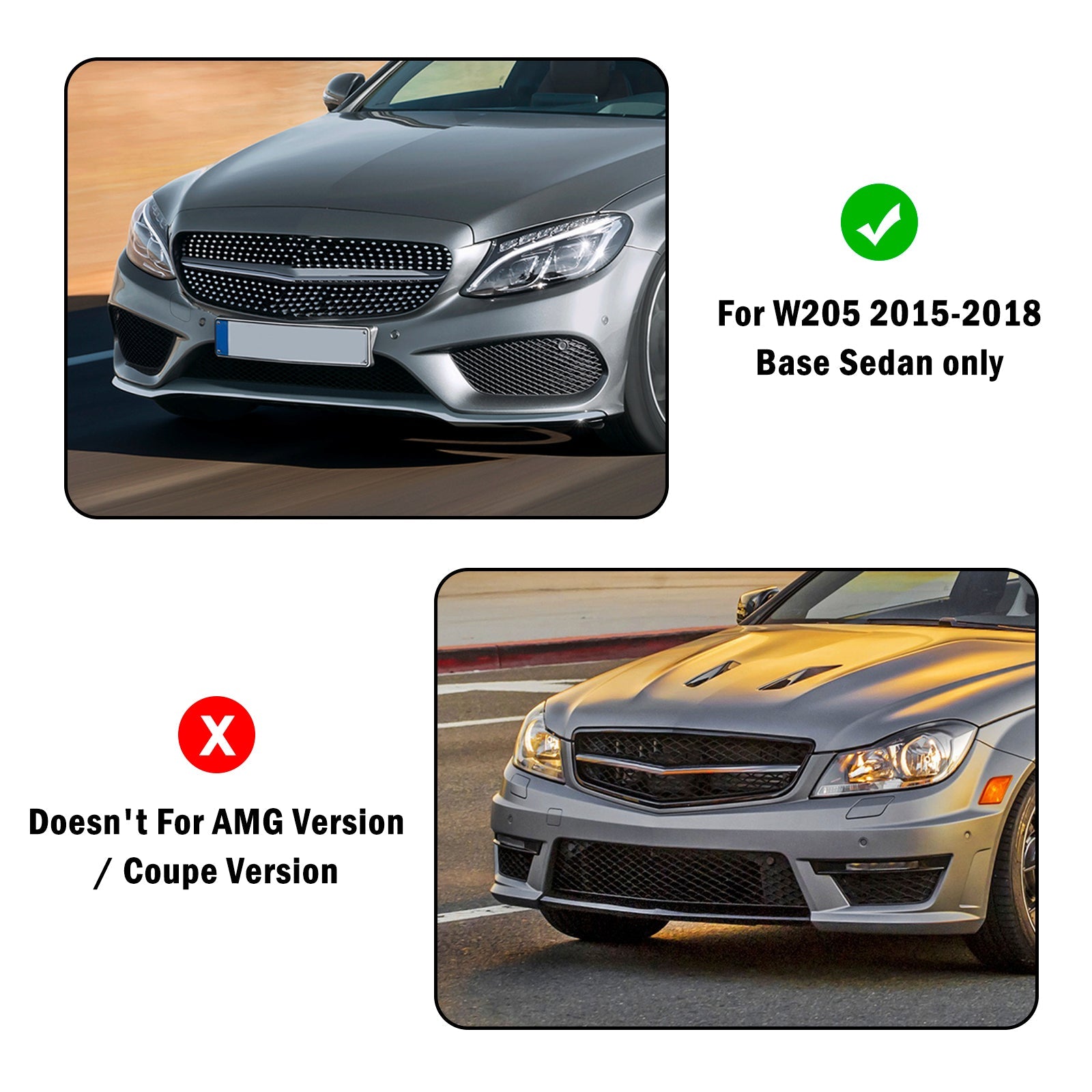 2015-2018 مرسيدس بنز C-CLASS W205 قاعدة العسل غطاء الضباب الأمامي الخفيف