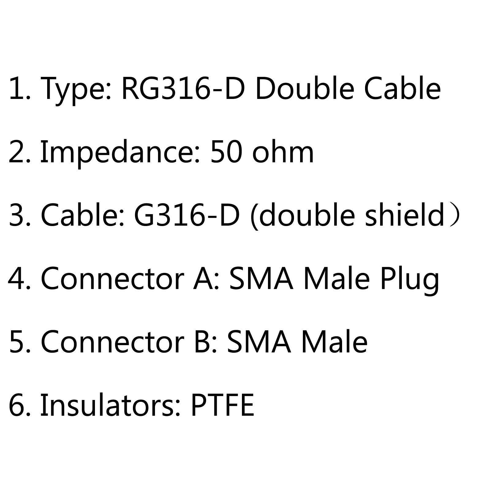 4Pcs 30cm RG316-D Double SMA Male Plug to SMA Male Shield Jumper Pigtail Cable 12in