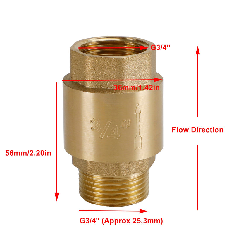 Válvula de retención de latón G1/2" G3/4" G1" Rosca M a F Prevención de reflujo sin retorno