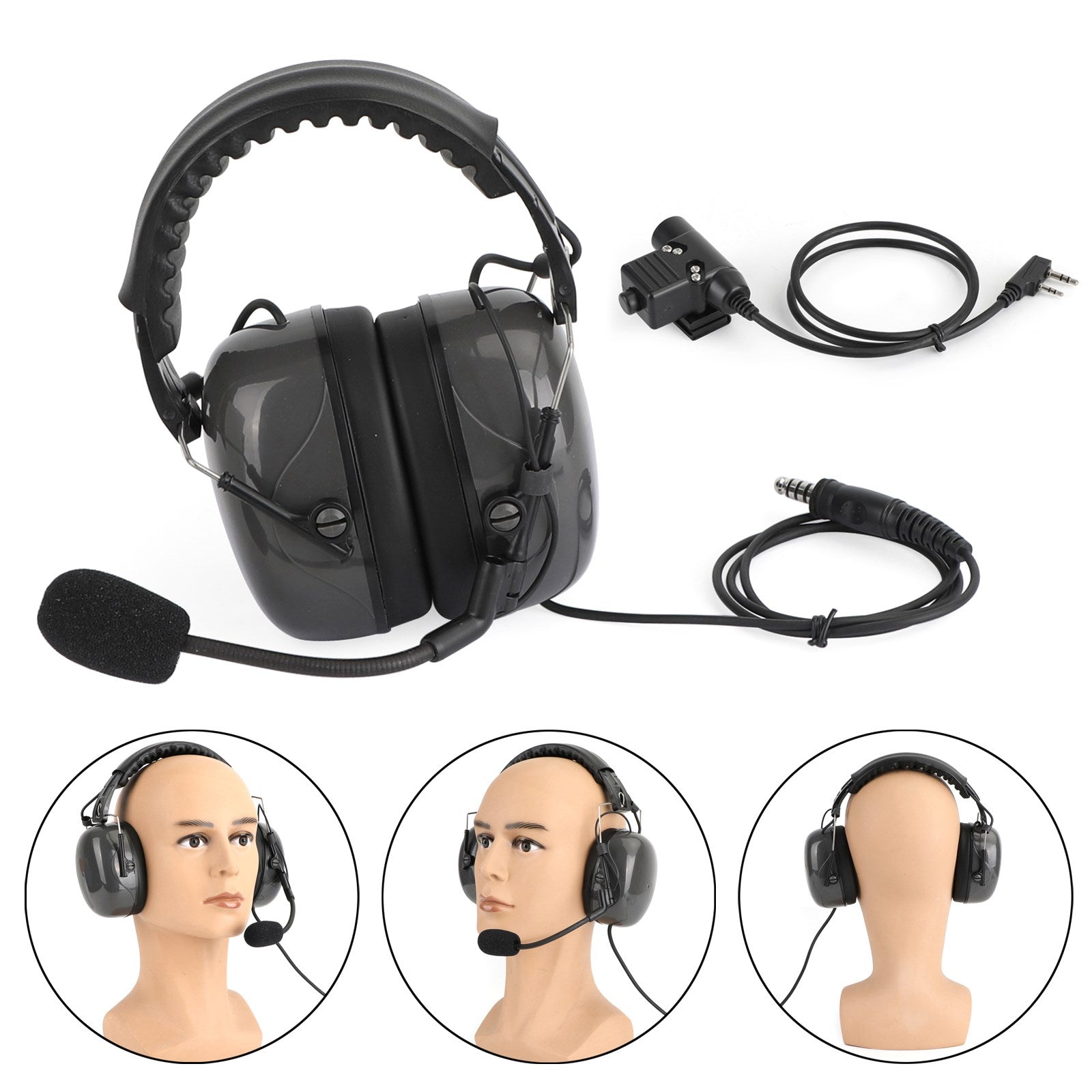 Auriculares con cancelación de ruido ajustables aptos para Kenwood BaoFeng TK3107 TK3207