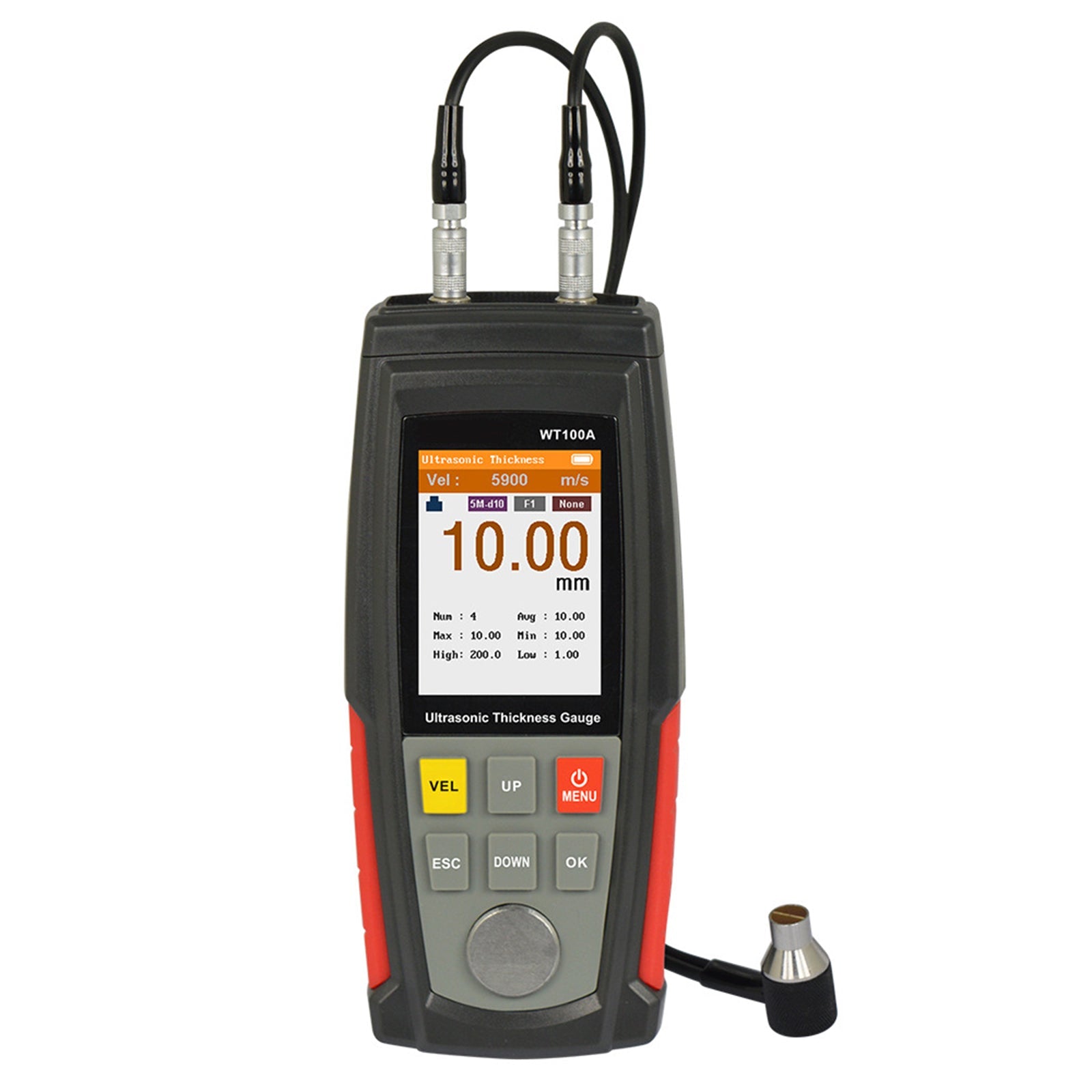 WT100A LCD Tester Tool Sensor inteligente Medidor de espesor ultrasónico Velocidad de sonido