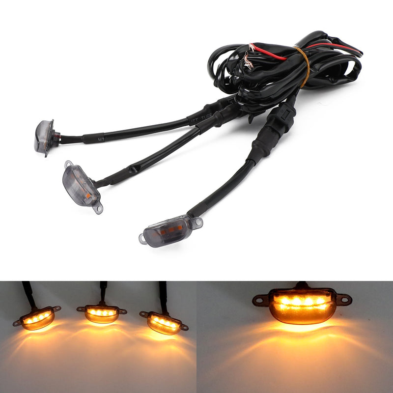 3pcs Smoked Lens Amber LED Lamp Raptor Front Grille Running Light fit Ford F-150 Generic