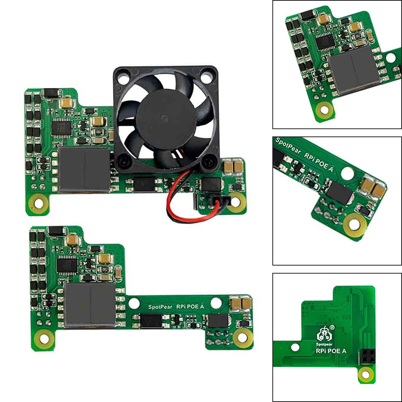 Módulo de expansión de fuente de alimentación Ethernet Raspberry Pi Poe compatible con 3B+/4B con ventilador