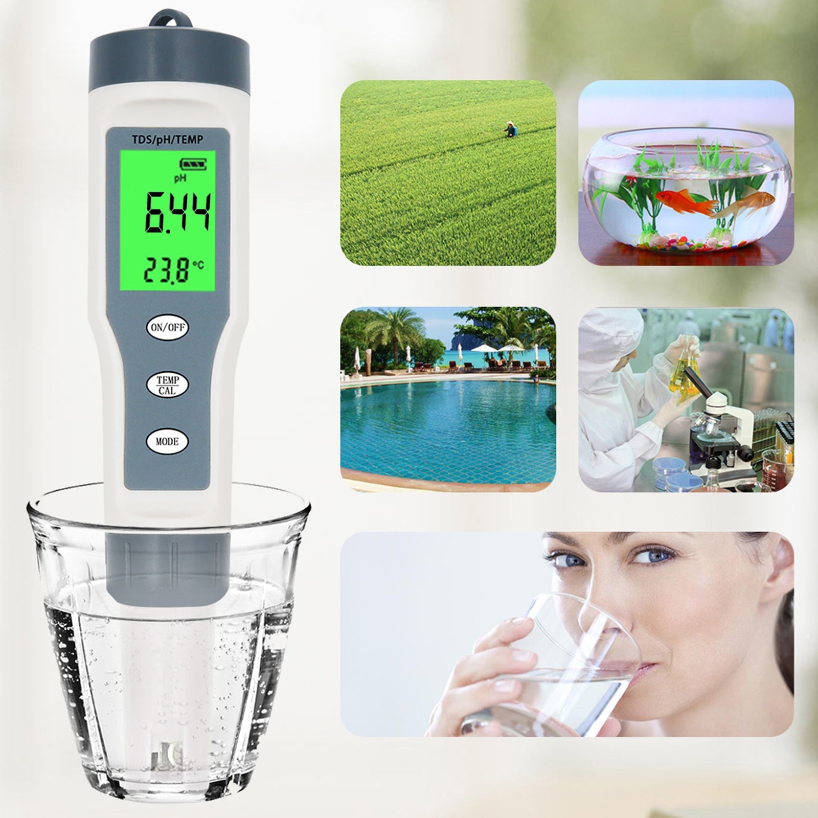 3 In 1 Digital PH TDS TEMP Waterproof Water Quality Meter Tester Test Pen Tool